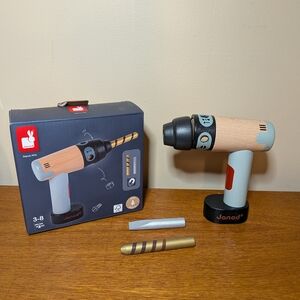 Janod Wooden Toy Drill Set - Natural and Black
